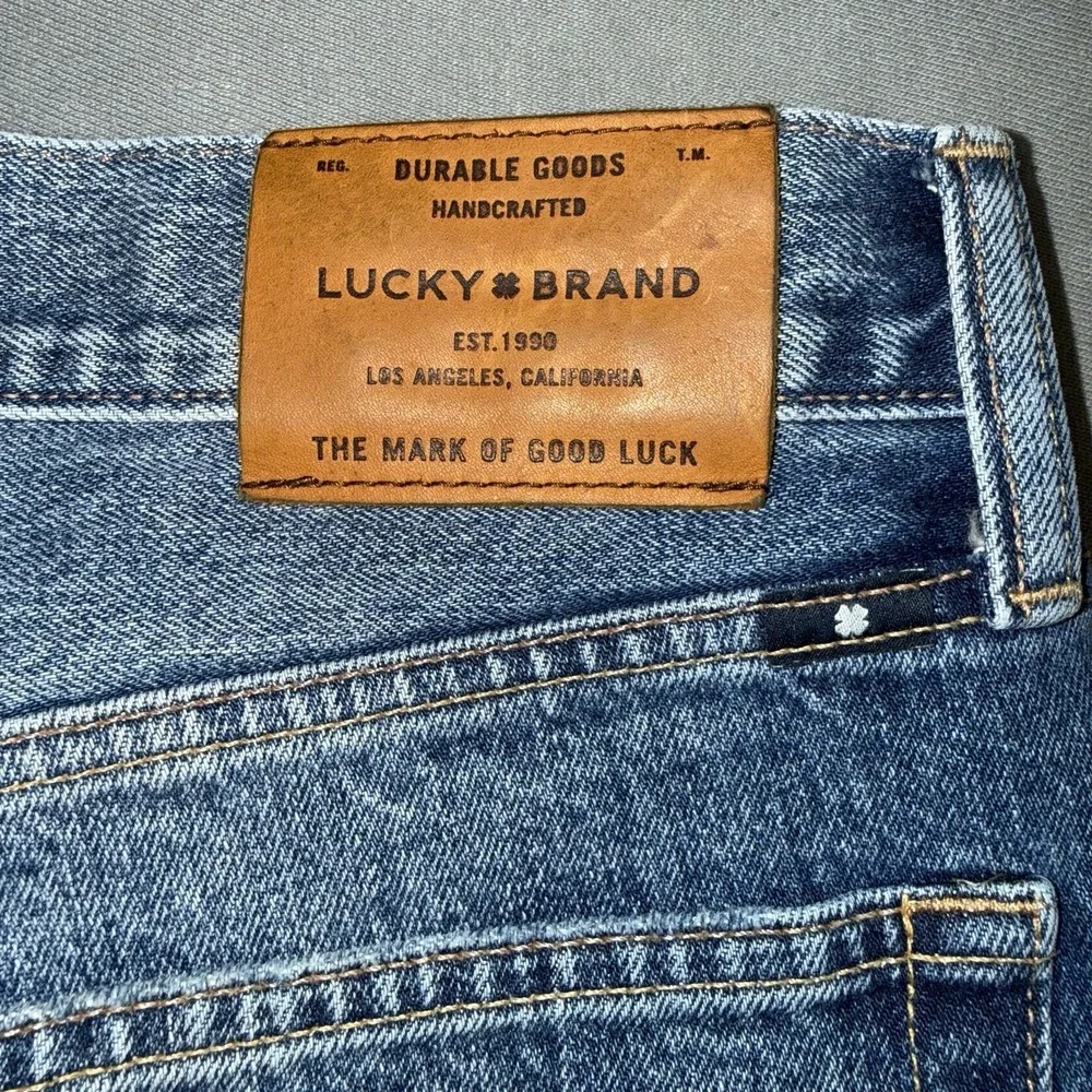 Men's Lucky Brand 121 Slim Straight Stretch Distressed Jeans Blue Size 36x32